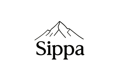 make a logo that has a simple line mountain drawing with the word "Sippa" in front of it